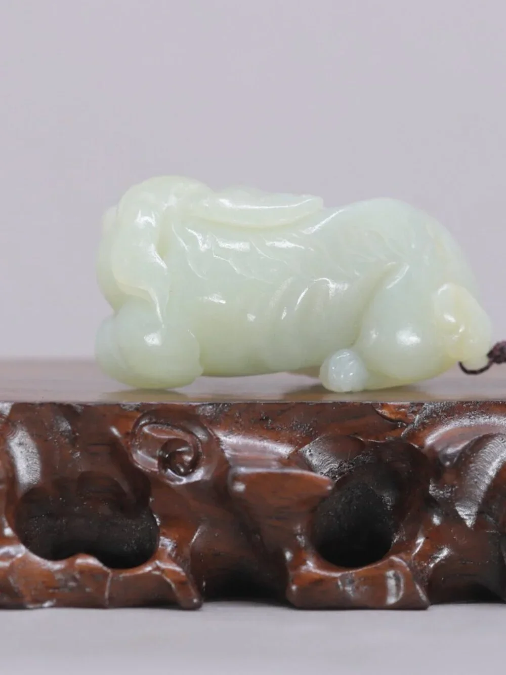 Chinese Hetian Jade Pendant w Unicorn Foo Dog